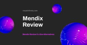 Mendix review is displayed on a black background.